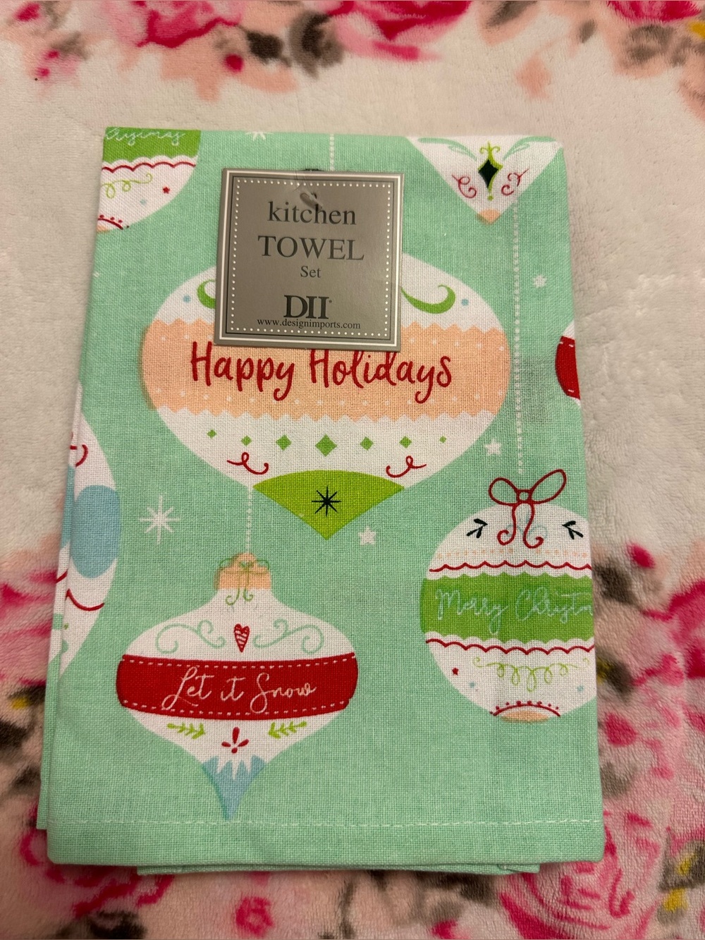 2-Piece Set. Happy Holidays Ornament Kitchen Towel - DII